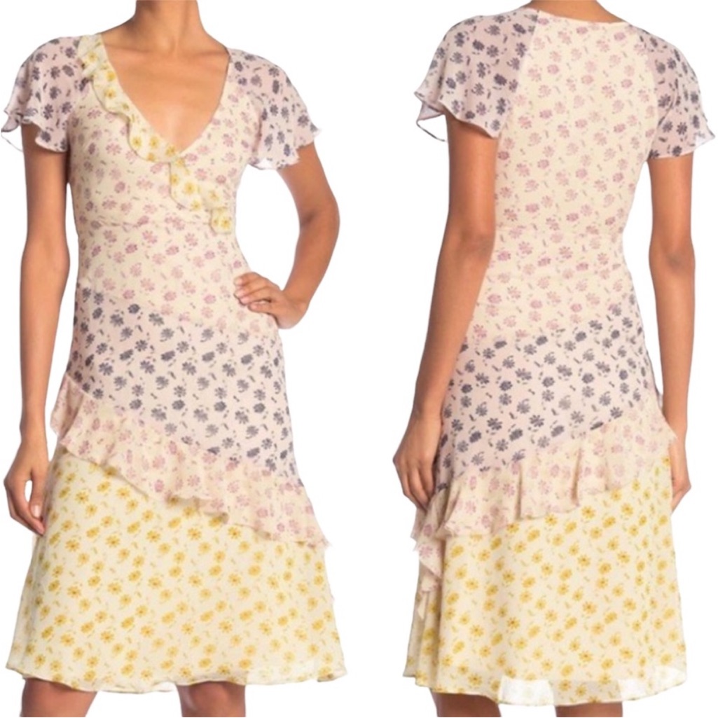 Joie Orita Silk Ruffled Floral Dress